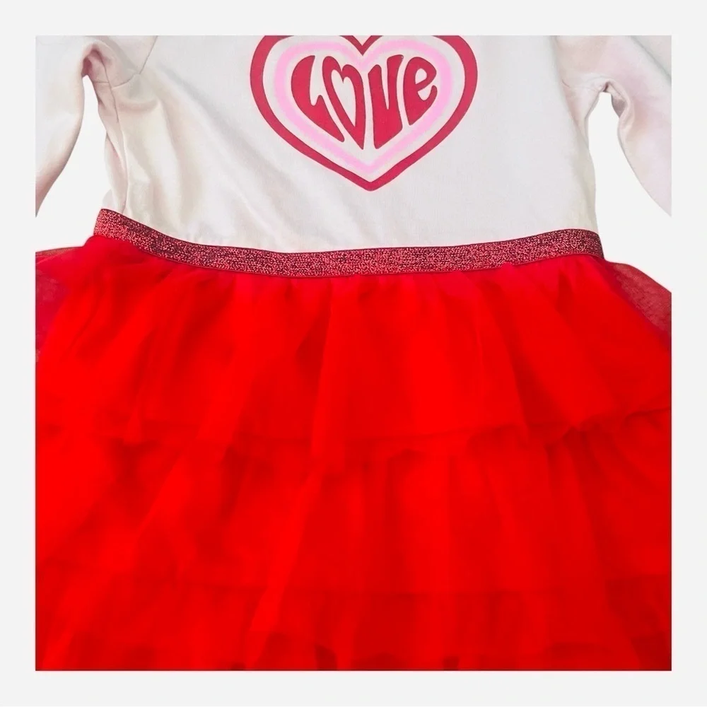 Wonder Nation Girls' 18 Mo tutu Love Heart Dress - Pink and Red long sleeve